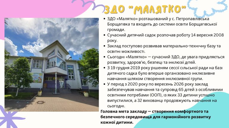 Психолого-педагогічний та корекційно-розвитковий супровід дітей в ЗДО “Малятко”